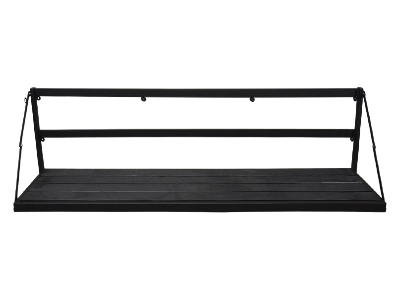 Лавка для укриттів зі спинкою настінна підвісна 1000х450х500мм (на шарнірах) чорний КОМПРЕД OL714/4